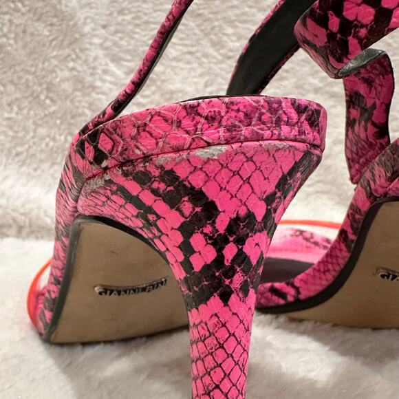 Gianni Bini Neon Pink Black Python Print Heels sz 8.5 - Picture 2 of 8